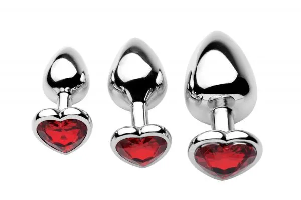 Frisky Chrome Hearts 3 Piece Anal Plugs With Gem Accents Male Sex Toys Frisky Chrome Hearts 3 Piece Anal Plugs With Gem Accents Male Sex Toys