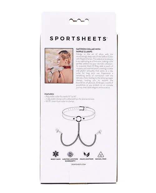 Saffron Collar wChain Nipple Clamps Sportsheets International Nipple Clitoral Toys Saffron Collar wChain Nipple Clamps Sportsheets International Nipple Clitoral Toys