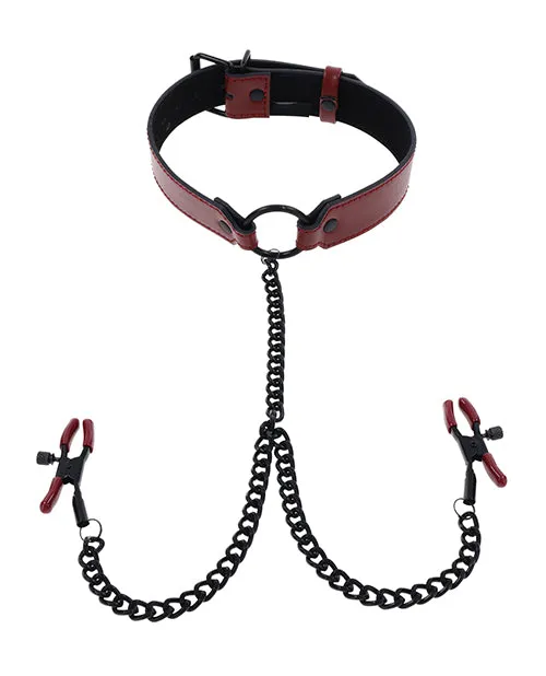 Saffron Collar wChain Nipple Clamps Sportsheets International Nipple Clitoral Toys Saffron Collar wChain Nipple Clamps Sportsheets International Nipple Clitoral Toys